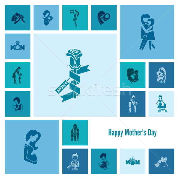 Boldog anyák napját ikonok egyszerű vektor tiszta munka Stock fotó © HelenStock