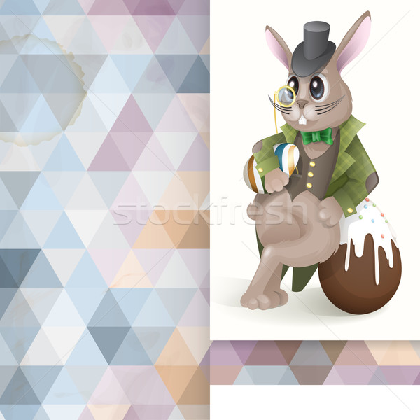 Conejo de Pascua chocolate huevo tarjeta de felicitación plantilla de diseño eps Foto stock © HelenStock