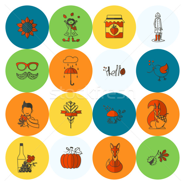 Set of Flat Autumn Icons Stock photo © HelenStock