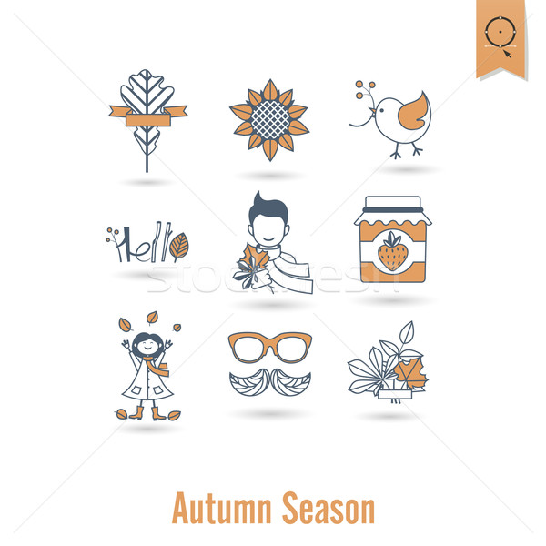 Set of Flat Autumn Icons Stock photo © HelenStock