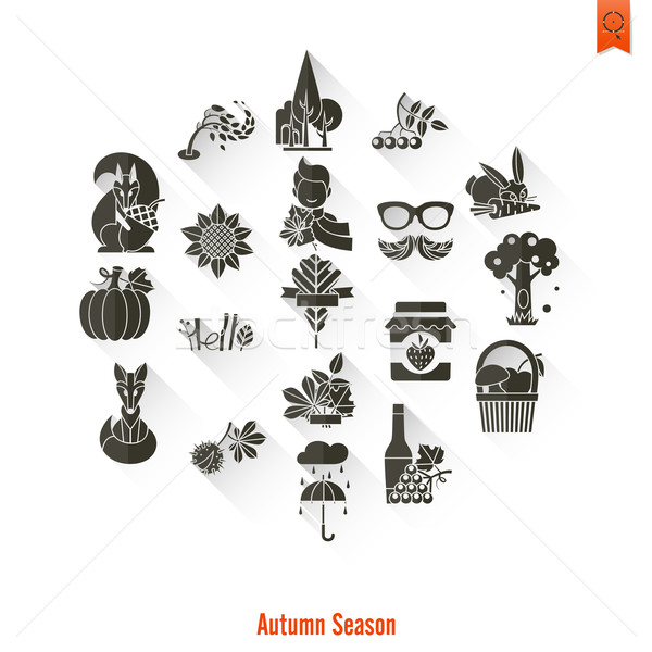 [[stock_photo]]: Automne · icônes · simple