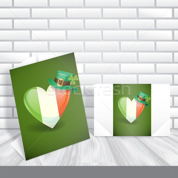 Dia irlandês bandeira forma coração cartão Foto stock © HelenStock