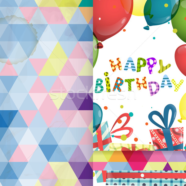 Foto stock: Cartão · modelo · de · design · colorido · aniversário · festa · abstrato