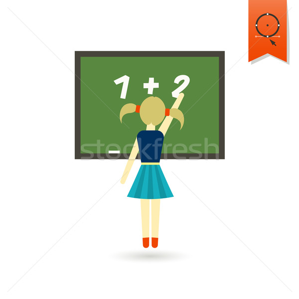 [[stock_photo]]: école · éducation · icônes · icône · fille · écrit