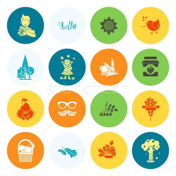 Set of Flat Autumn Icons Stock photo © HelenStock