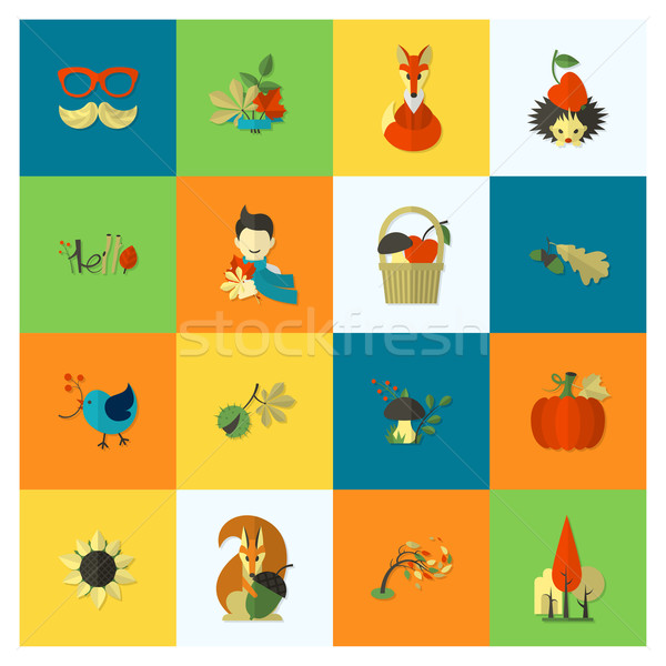 Stock foto: Set · Herbst · Symbole · einfache