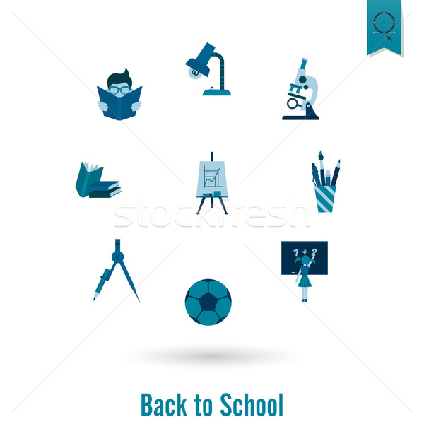 Foto stock: Escolas · educação · ícones · projeto · estilo