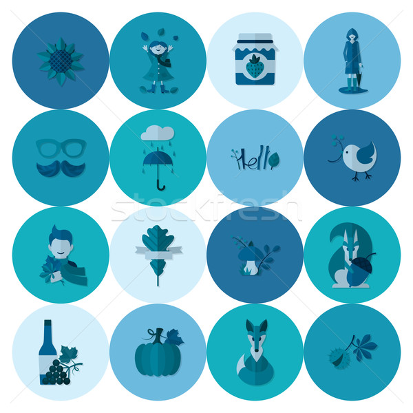 Stock photo: Set of Flat Autumn Icons