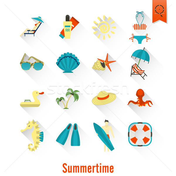 夏 ビーチ 単純な アイコン 旅行 休暇 ストックフォト © HelenStock