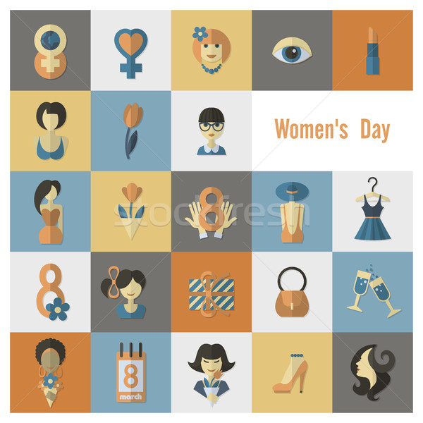 Womans Day Icon Set Stock photo © HelenStock