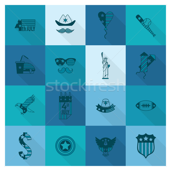 Día Estados Unidos cuarto simple iconos vector Foto stock © HelenStock
