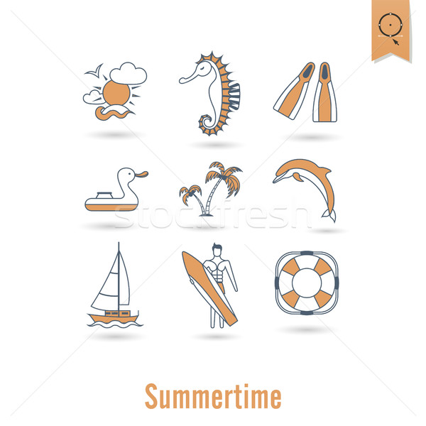 Stock photo: Summer and Beach Simple Flat Icons