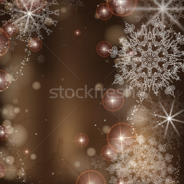 Brown Background With Snowflakes. Stock photo © HelenStock