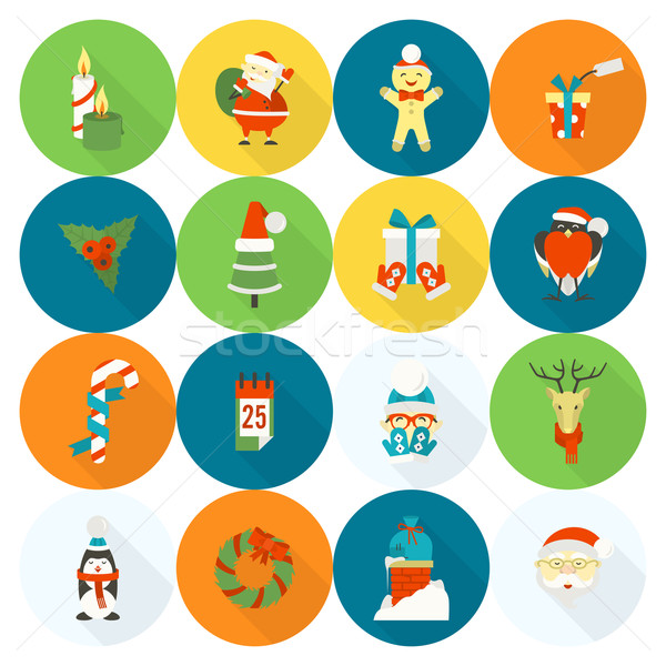 Navidad invierno iconos colección colorido largo Foto stock © HelenStock