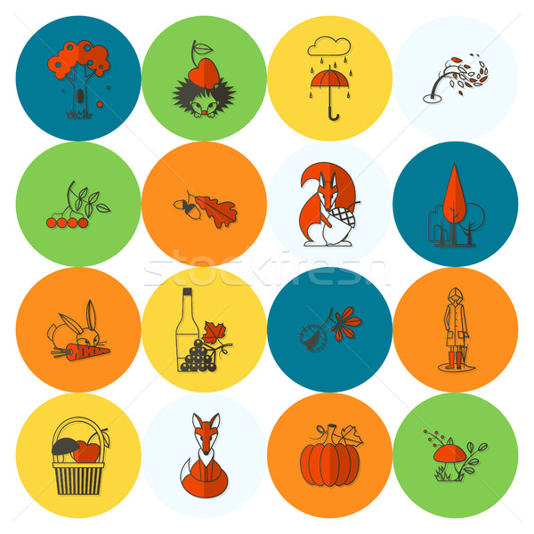 Set of Flat Autumn Icons Stock photo © HelenStock