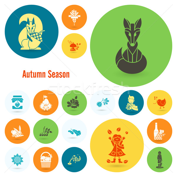 Set of Flat Autumn Icons Stock photo © HelenStock