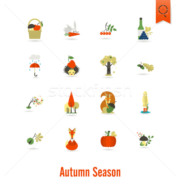 Set Herbst Symbole einfache Stock foto © HelenStock