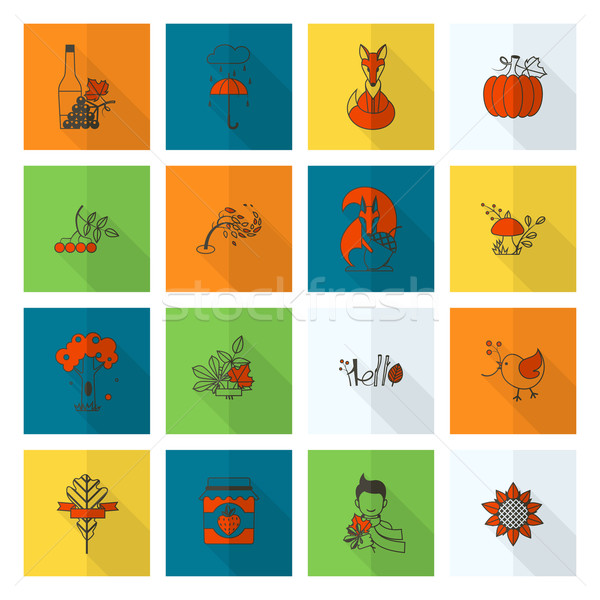 Set of Flat Autumn Icons Stock photo © HelenStock