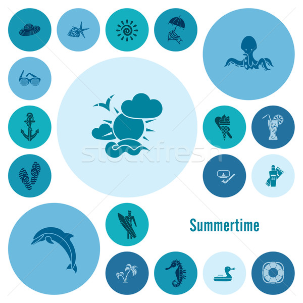 夏 ビーチ 単純な アイコン 旅行 休暇 ストックフォト © HelenStock