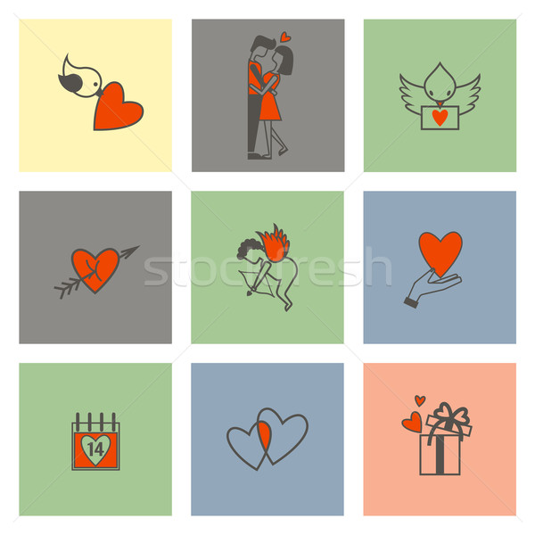 Happy Valentines Day Icons Stock photo © HelenStock