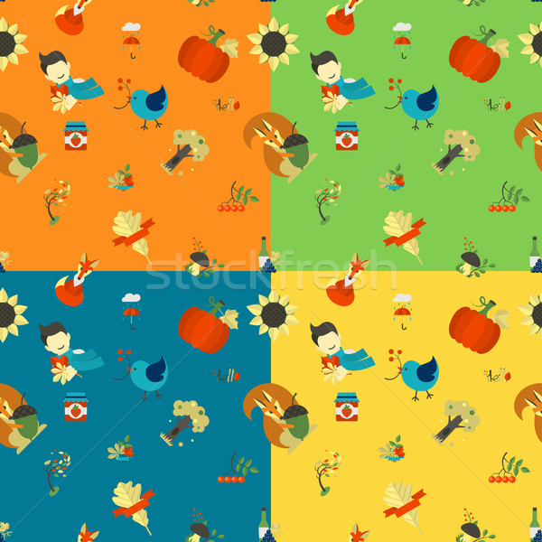 Stok fotoğraf: Sonbahar · dört · farklı · renkler · vektör