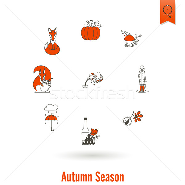 Set of Flat Autumn Icons Stock photo © HelenStock