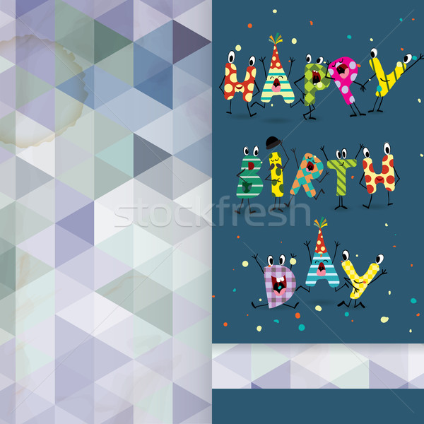 Tebrik kartı tasarım şablonu renkli doğum günü mutlu soyut Stok fotoğraf © HelenStock