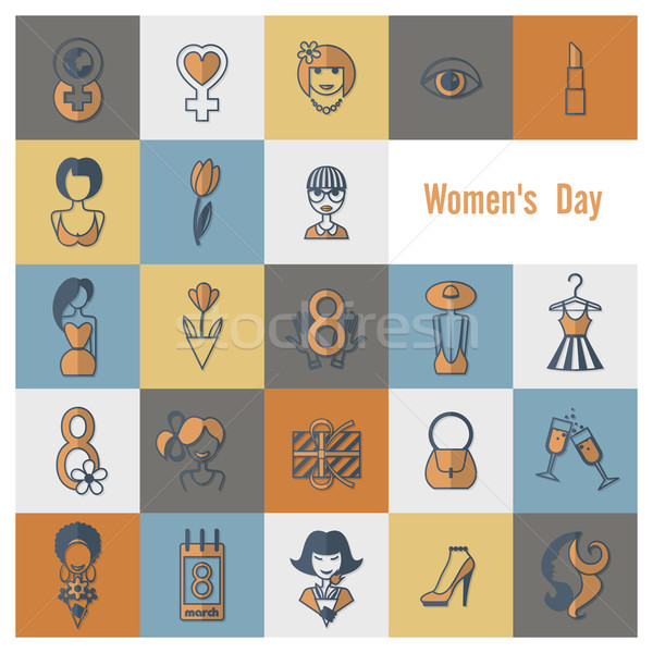 Womans Day Icon Set Stock photo © HelenStock