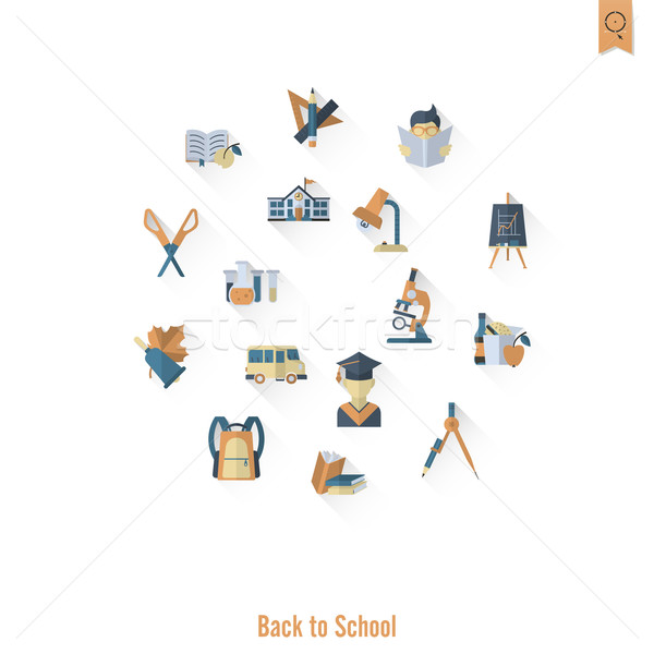 Escolas educação ícones projeto estilo Foto stock © HelenStock