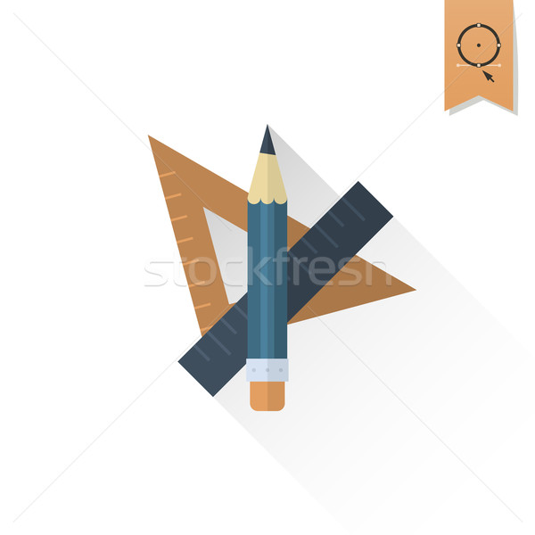 Iskola oktatás ikonok ikon vonalzó ceruza Stock fotó © HelenStock