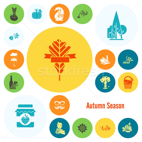 Set of Flat Autumn Icons Stock photo © HelenStock