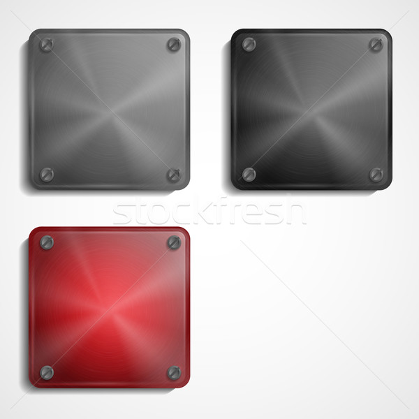 Shiny Steel Square Plate With Screws. Stock photo © HelenStock