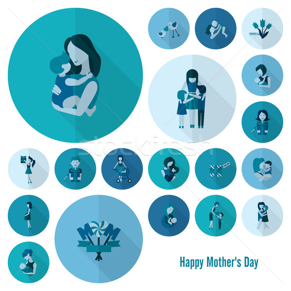 幸せな母の日 アイコン 単純な ベクトル クリーン 作業 ストックフォト © HelenStock