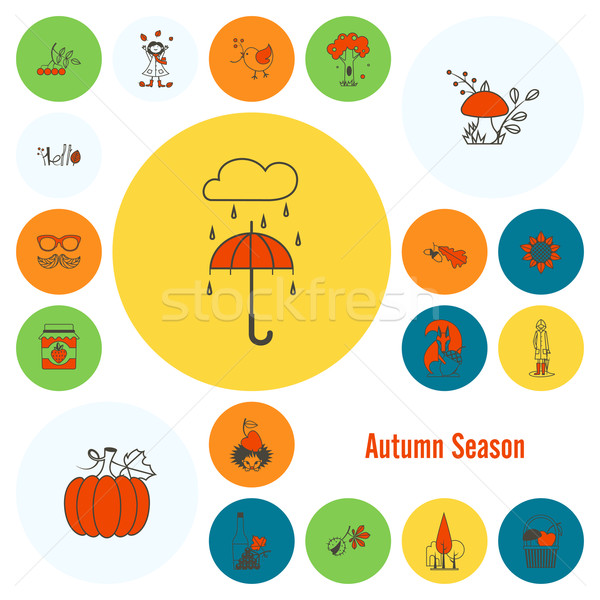 Set of Flat Autumn Icons Stock photo © HelenStock