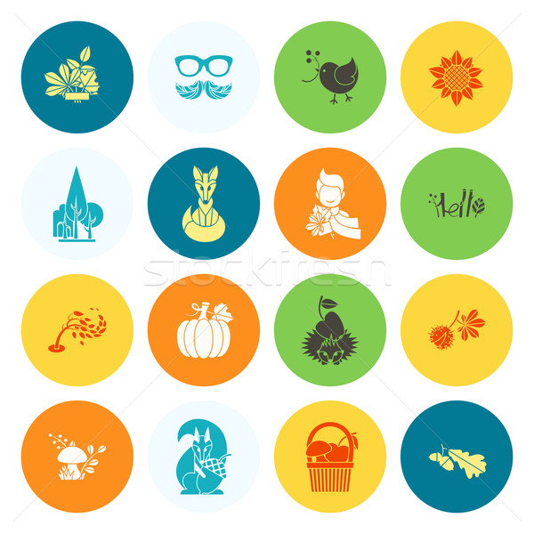 Set of Flat Autumn Icons Stock photo © HelenStock