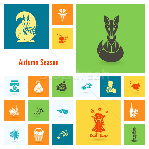 Set of Flat Autumn Icons Stock photo © HelenStock