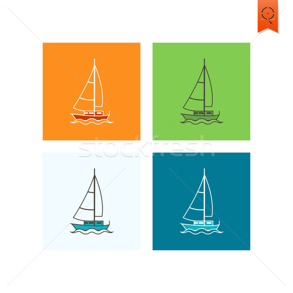 Summer and Beach Simple Flat Icons Stock photo © HelenStock