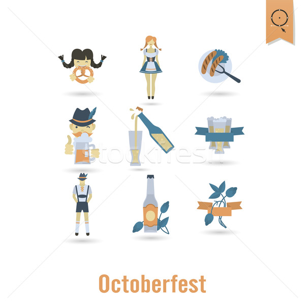 Foto stock: Oktoberfest · cerveza · festival · diseno · estilo · vector