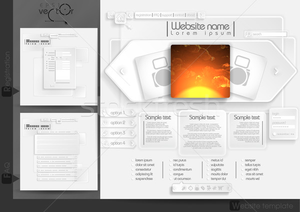 Web sitesi tasarımı şablon menü elemanları sss Stok fotoğraf © HelenStock