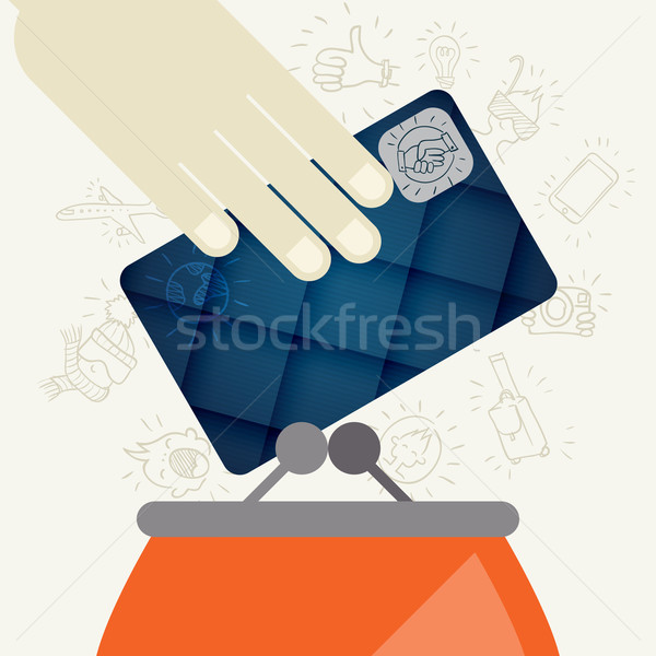 Credit Card And Purse In Flat Design Style Stock photo © HelenStock