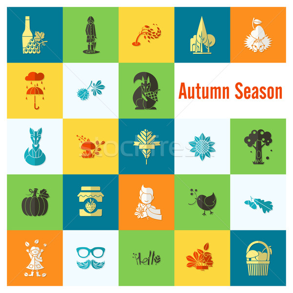 Set of Flat Autumn Icons Stock photo © HelenStock