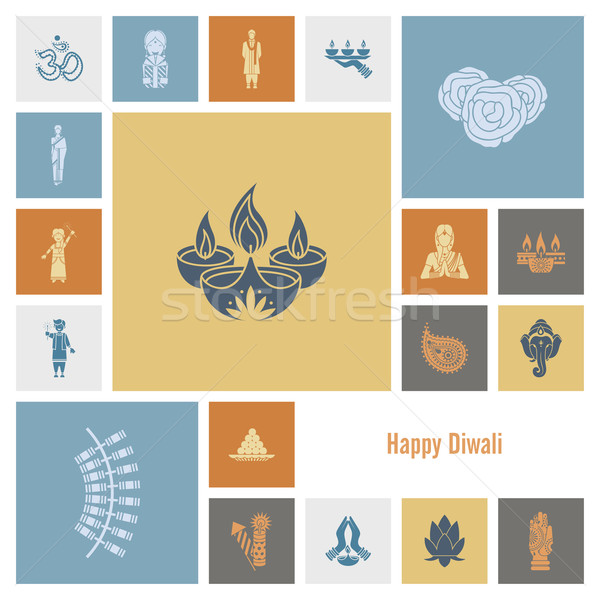 Diwali indian festival icoane simplu minimalist Imagine de stoc © HelenStock