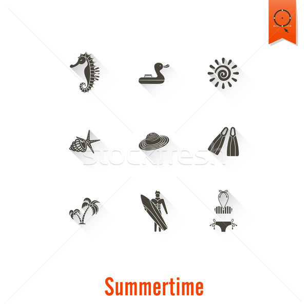 Summer and Beach Simple Flat Icons Stock photo © HelenStock