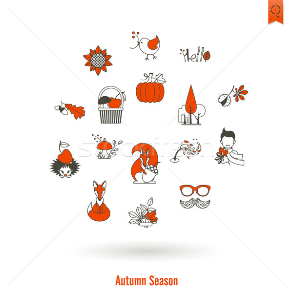 Set of Flat Autumn Icons Stock photo © HelenStock