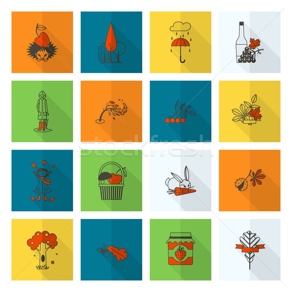 Set of Flat Autumn Icons Stock photo © HelenStock