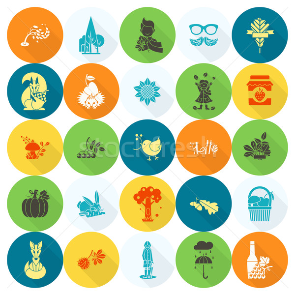 Set of Flat Autumn Icons Stock photo © HelenStock