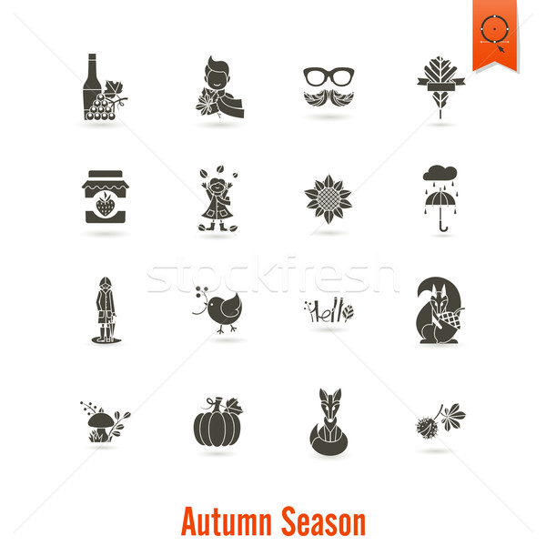 Set Herbst Symbole einfache Stock foto © HelenStock