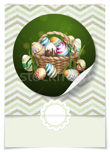 復活節 籃 賀卡 設計模板 充分 復活節彩蛋 商業照片 © HelenStock