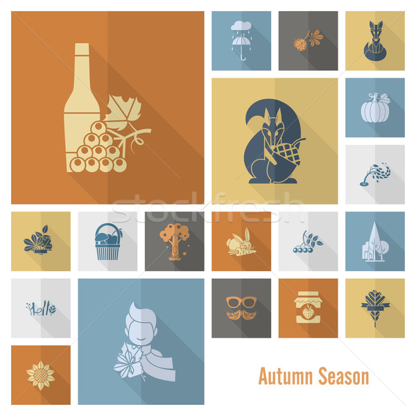 Set of Flat Autumn Icons Stock photo © HelenStock