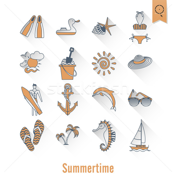 Foto stock: Verão · praia · simples · ícones · viajar · férias